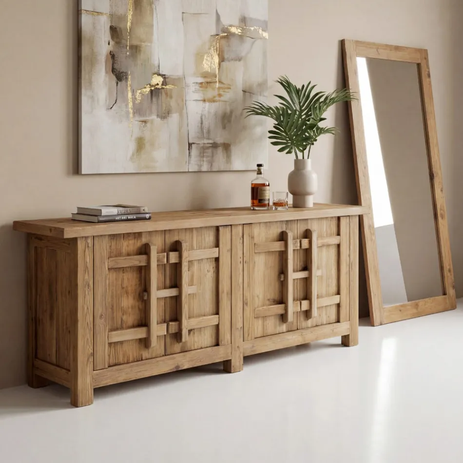Natural Aged Pine Sideboard with 2 or 4 Doors - Aituno Viadurini