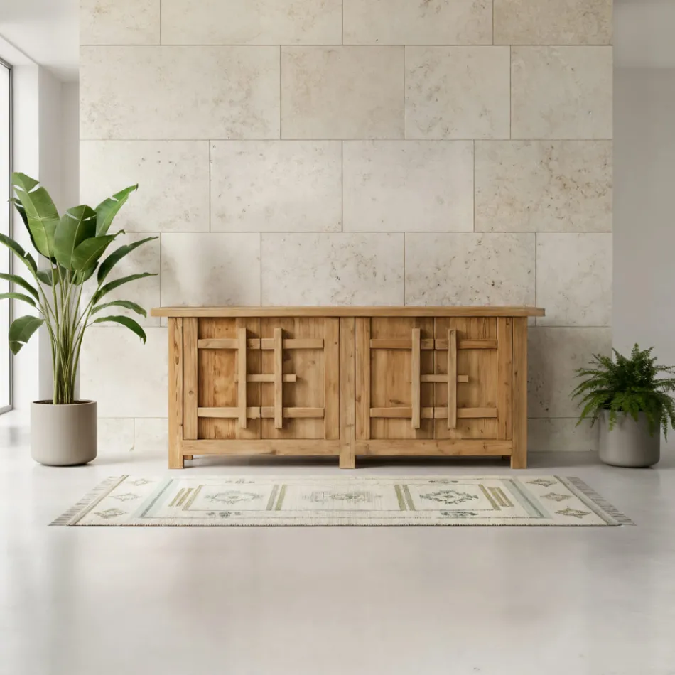 Natural Aged Pine Sideboard with 2 or 4 Doors - Aituno Viadurini
