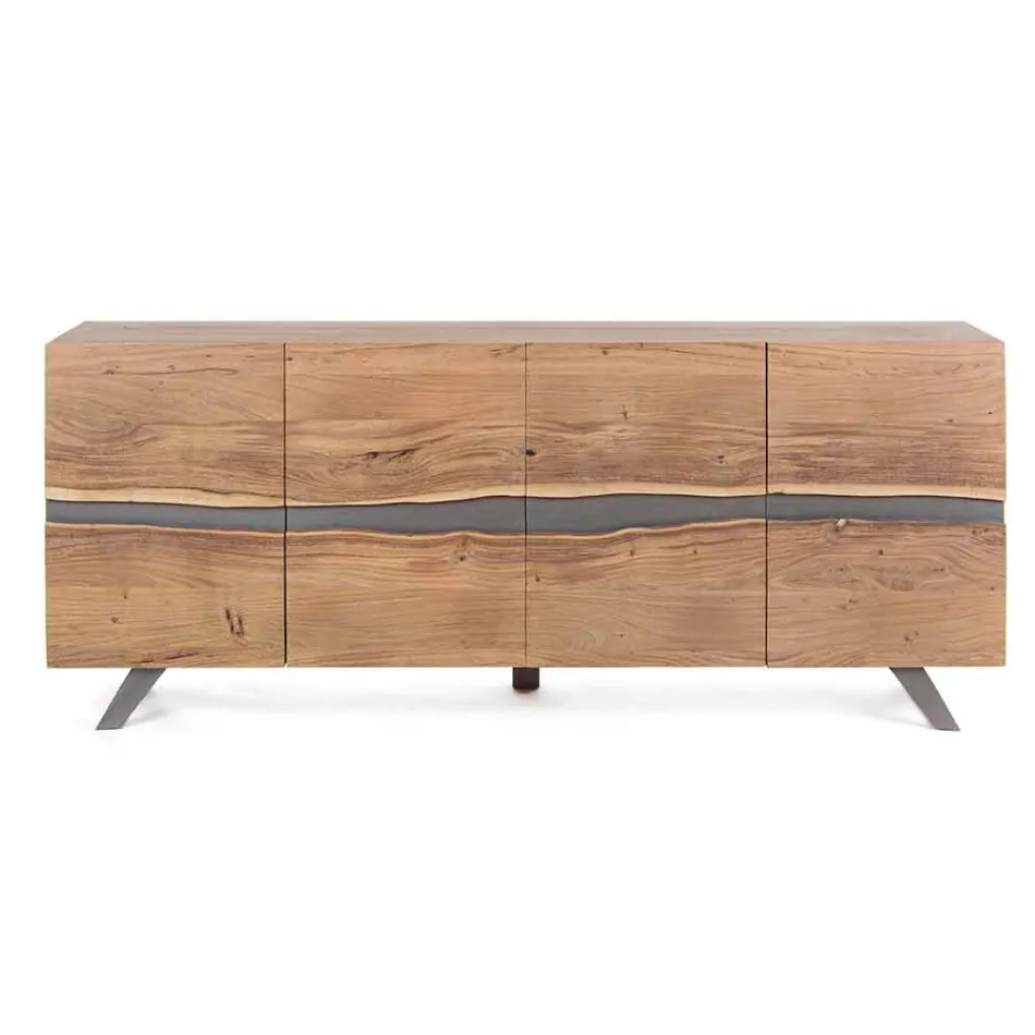 Sideboard in Wood and Painted Steel Modern Design Homemotion - Silvia Viadurini