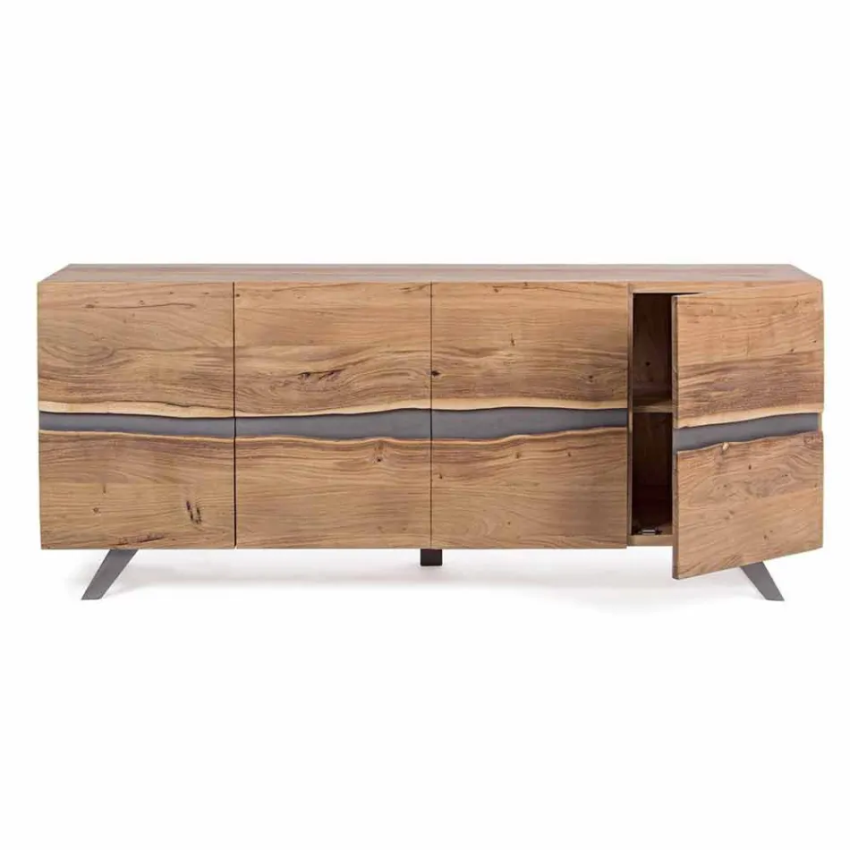 Sideboard in Wood and Painted Steel Modern Design Homemotion - Silvia Viadurini