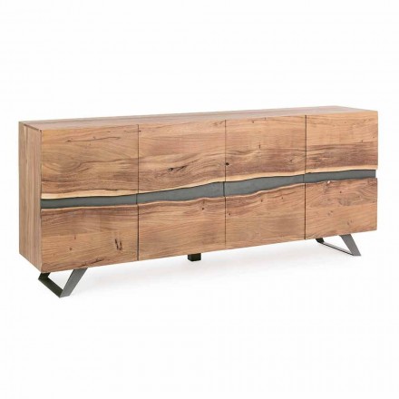 Sideboard in Wood and Painted Steel Modern Design Homemotion - Silvia Viadurini