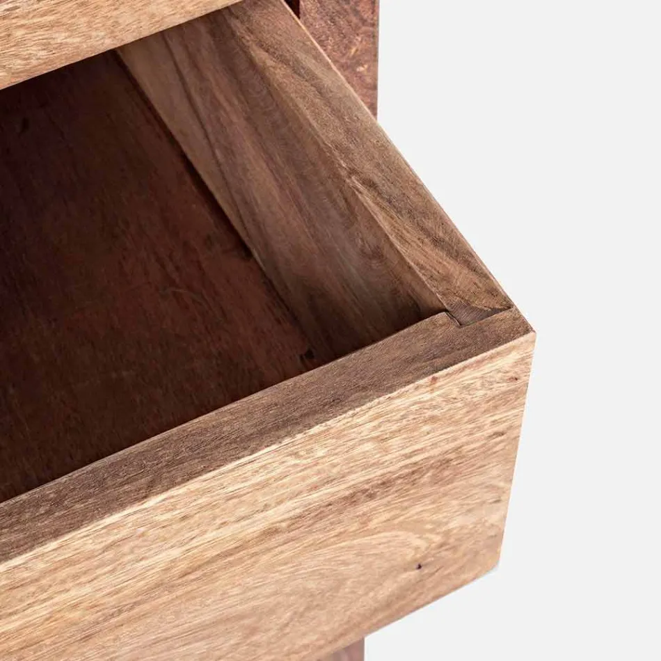 Sideboard in Natural Finish Wood with Doors and Drawers Homemotion - Ventador Viadurini