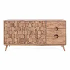 Sideboard in Natural Finish Wood with Doors and Drawers Homemotion - Ventador Viadurini