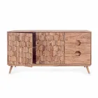 Sideboard in Natural Finish Wood with Doors and Drawers Homemotion - Ventador Viadurini