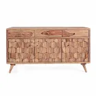 Sideboard in Natural Finish Wood with Doors and Drawers Homemotion - Ventador Viadurini