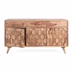 Sideboard in Natural Finish Wood with Doors and Drawers Homemotion - Ventador Viadurini