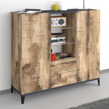 2-Door Melamine-faced Wood Sideboard with Drawers Made in Italy - Ottavia