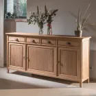 Solid Teak Sideboard with 3 Doors and 4 Drawers - Judo Viadurini