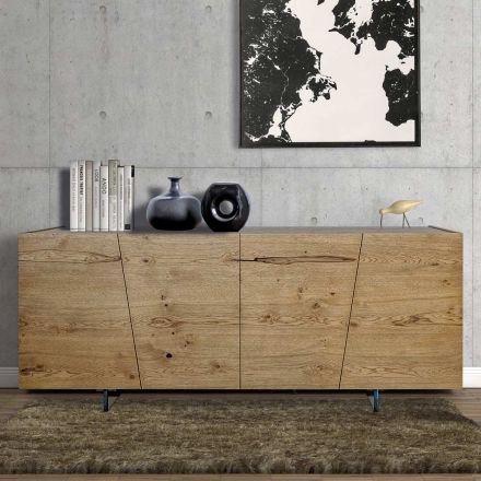 Living Sideboard with 4 Doors in Solid Wood Made in Italy - Khal Viadurini