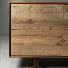 Modern sideboard with 3 doors in natural walnut, W 215 x D 50 cm, Flora Viadurini