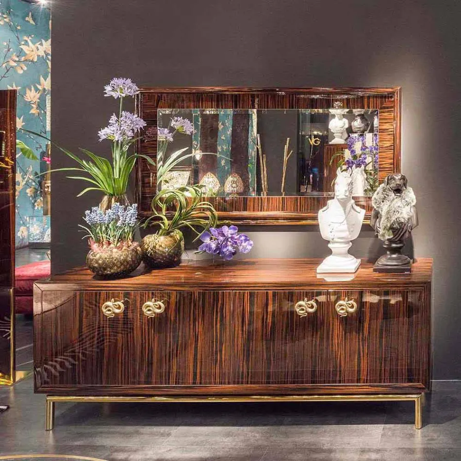 Modern sideboard with 4 doors in shiny ebony wood Ada 2 Viadurini