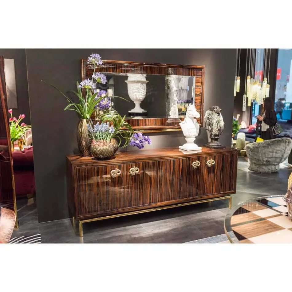 Modern sideboard with 4 doors in shiny ebony wood Ada 2 Viadurini