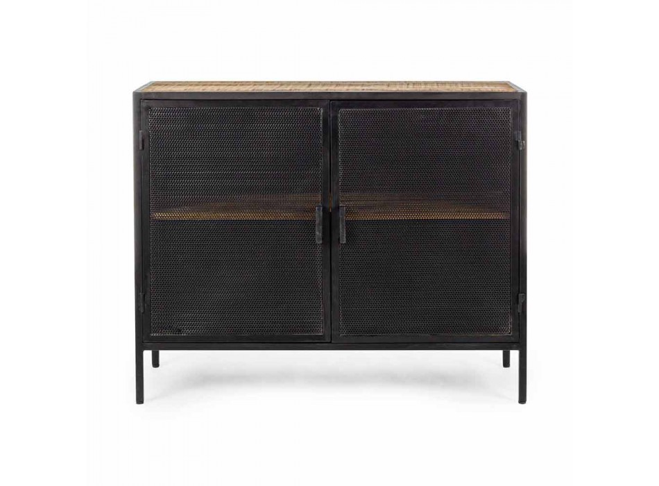 Modern Sideboard with Structure in Painted Steel and Wood Homemotion - Borino Viadurini