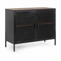 Modern Sideboard with Structure in Painted Steel and Wood Homemotion - Borino
