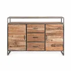 Modern Sideboard with Structure in Acacia Wood and Steel Homemotion - Posta Viadurini