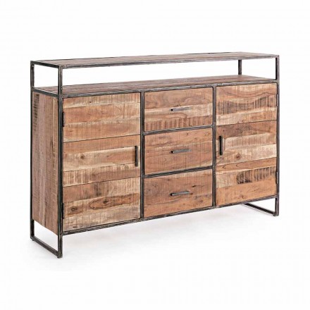 Modern Sideboard with Structure in Acacia Wood and Steel Homemotion - Posta Viadurini