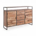 Modern Sideboard with Structure in Acacia Wood and Steel Homemotion - Posta