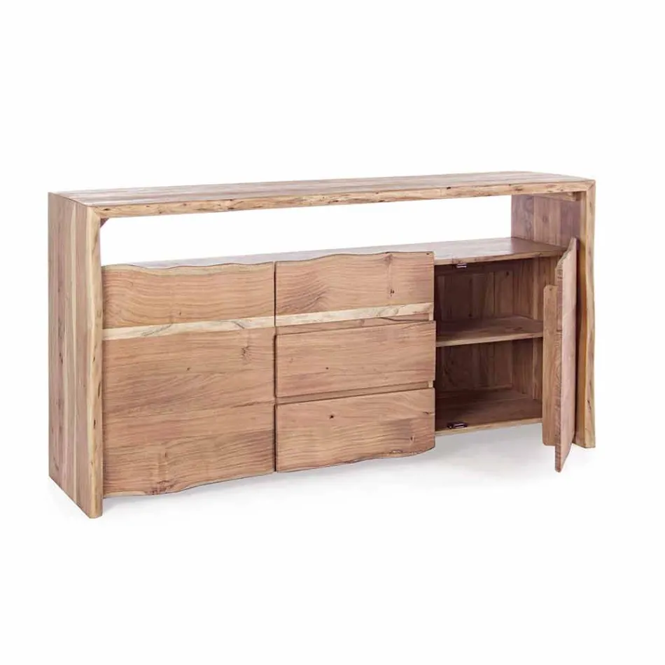 Modern Sideboard in Acacia Wood with 2 Doors and 3 Drawers Homemotion - Lauro Viadurini