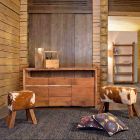 Modern Sideboard in Acacia Wood with 2 Doors and 3 Drawers Homemotion - Lauro Viadurini