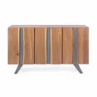 Modern Sideboard in Acacia Wood with Metal Inserts Homemotion - Sonia Viadurini