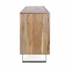 Modern Sideboard in Acacia Wood with Metal Inserts Homemotion - Sonia Viadurini