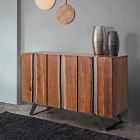 Modern Sideboard in Acacia Wood with Metal Inserts Homemotion - Sonia Viadurini