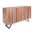 Modern Sideboard in Acacia Wood with Metal Inserts Homemotion - Sonia