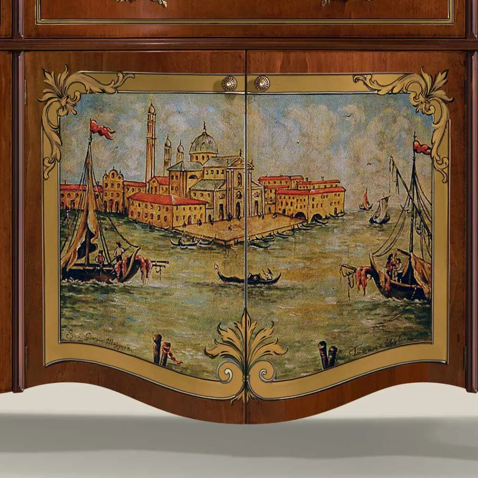Luxury Living Room Sideboard in Classic Made in Italy Wood - Caligola Viadurini