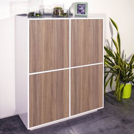 Living Room Sideboard in Melamine Wood with Shelves Made in Italy - Eliana Viadurini