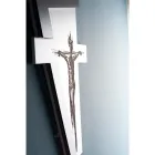 White and Gray Crucifix Made with Laser Engraving Made in Italy - Egle Viadurini