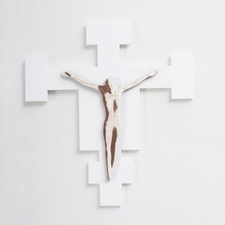 Laser Engraved White Crucifix of the Savior Made in Italy - Glora Viadurini
