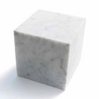 Cube Design Paperweight in Satin White Carrara Marble Made in Italy - Qubo Viadurini