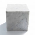 Cube Design Paperweight in Satin White Carrara Marble Made in Italy - Qubo