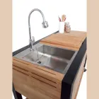 Outdoor Kitchen 140x65x93 cm Made of Solid Teak and Aluminum - Convivial Viadurini