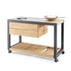 Outdoor Kitchen 140x65x93 cm Made of Solid Teak and Aluminum - Convivial Viadurini