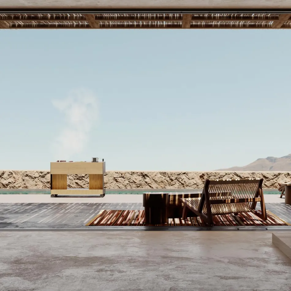 Outdoor Kitchen 141x70x93 cm Made of Solid Teak and Aluminum - Stilosa Viadurini