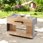 Outdoor Kitchen 141x70x93 cm Made of Solid Teak and Aluminum - Stilosa Viadurini