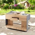Outdoor Kitchen 141x70x93 cm Made of Solid Teak and Aluminum - Stilosa