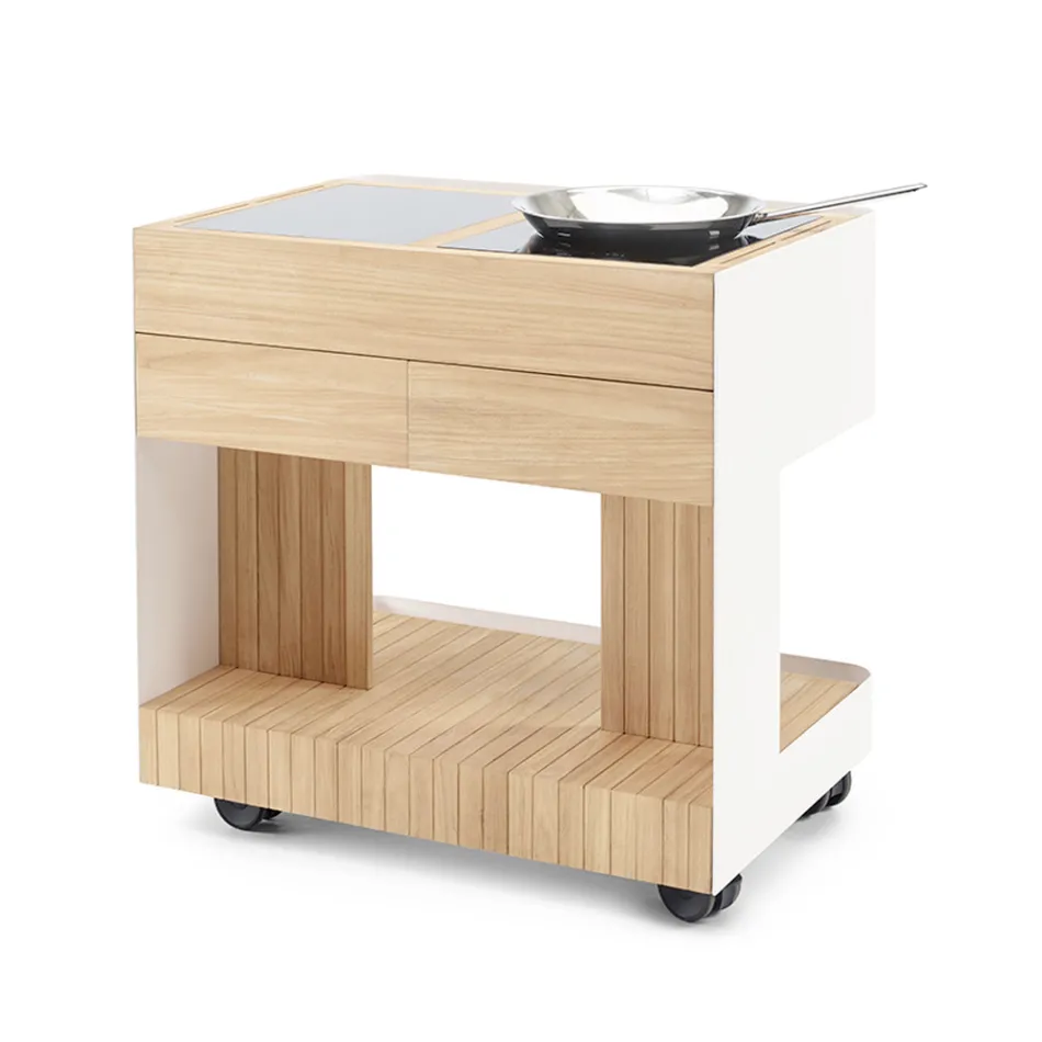 Outdoor Kitchen 96x70x93 cm Made of Solid Teak and Aluminum - Refined Viadurini