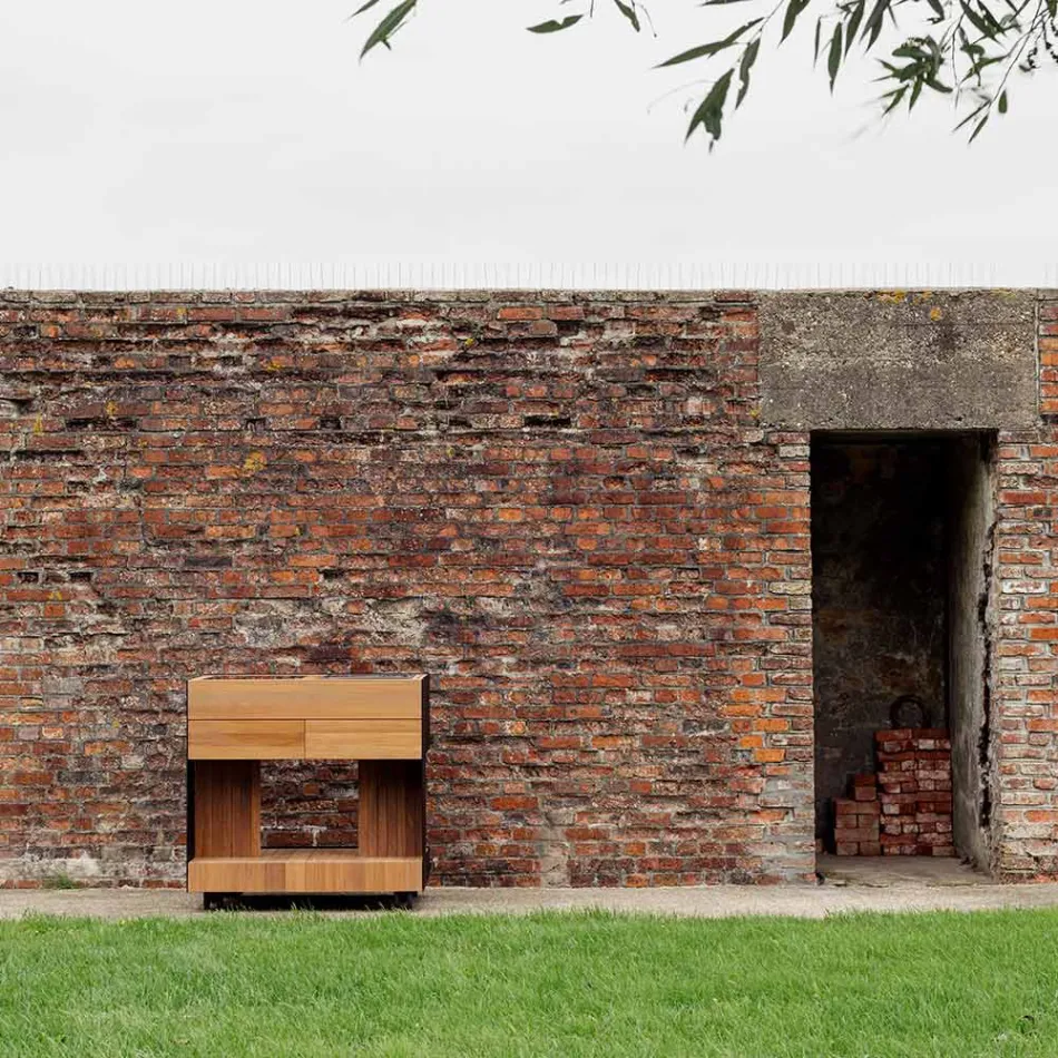 Outdoor Kitchen 96x70x93 cm Made of Solid Teak and Aluminum - Refined Viadurini