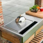 Modern Outdoor Garden Kitchen on Wood and Steel Wheels - Buoncalliope Viadurini