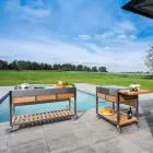 Modern Outdoor Garden Kitchen on Wood and Steel Wheels - Buoncalliope Viadurini