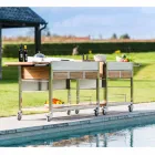 Modern Outdoor Garden Kitchen on Wood and Steel Wheels - Buoncalliope Viadurini