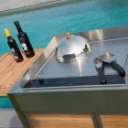 Modern Outdoor Garden Kitchen on Wood and Steel Wheels - Buoncalliope Viadurini