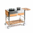 Modern Outdoor Garden Kitchen on Wood and Steel Wheels - Buoncalliope Viadurini