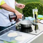 Modern Outdoor Garden Kitchen on Wood and Steel Wheels - Buoncalliope Viadurini