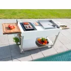 Modern Kitchen on Wheels for Outdoor Garden in Wood and Steel - Calliope Viadurini