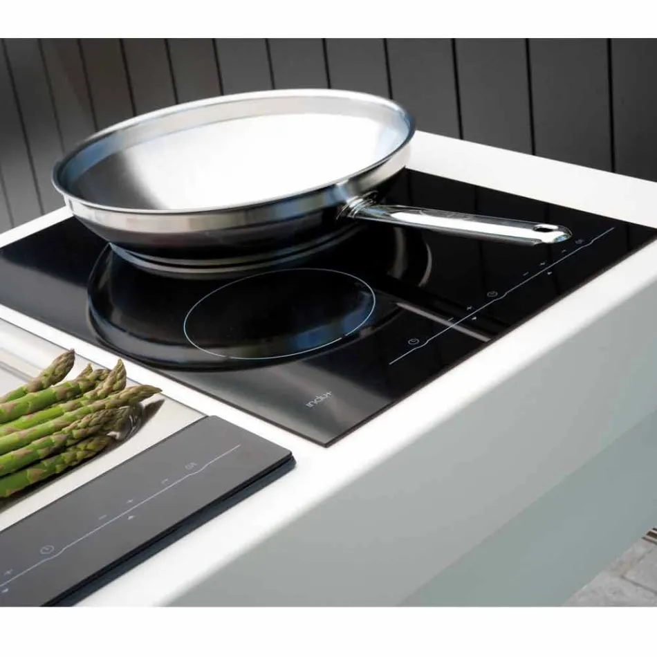 Modern Kitchen on Wheels for Outdoor Garden in Wood and Steel - Calliope Viadurini