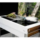 Modern Kitchen on Wheels for Outdoor Garden in Wood and Steel - Calliope Viadurini