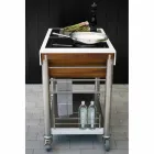 Modern Kitchen on Wheels for Outdoor Garden in Wood and Steel - Calliope Viadurini